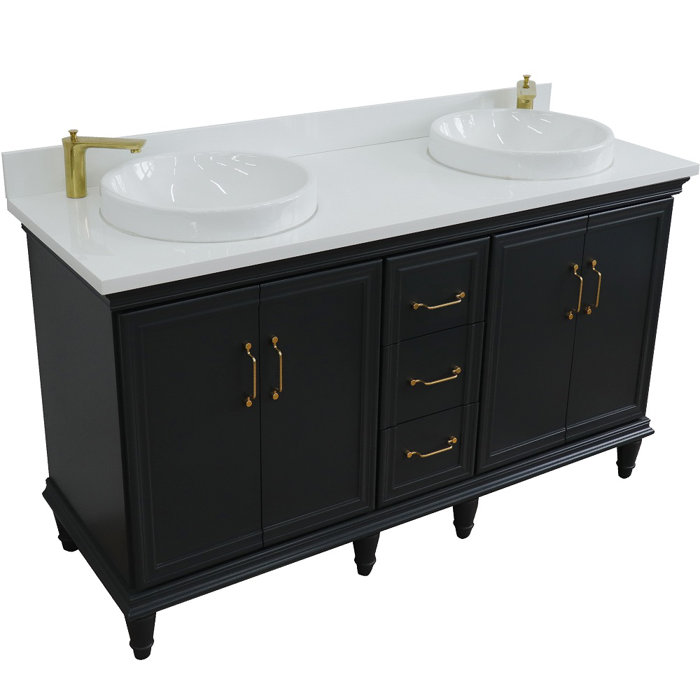 Breakwater Bay Pompano 61'' Double Bathroom Vanity with Granite Top